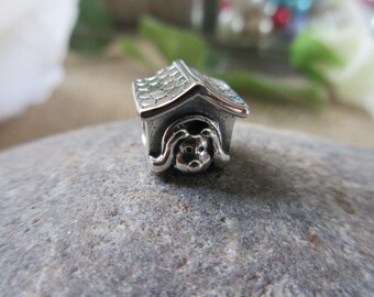 Authentic Pandora Doghouse Charm 790592EN27 Free Velvet Pouch Bag