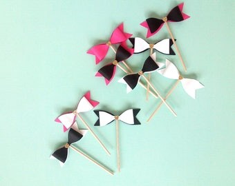 Kate Spade inspired Cupcake Toppers - Kate Spade inspired Bow Party Decorations - Kate Spade Bridal Shower Decorations - Birthday Decor
