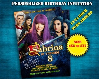Descendants 2 Invitation, Descendants Birthday Invitation, Descendants Personalized Invitations, Descendants Printables