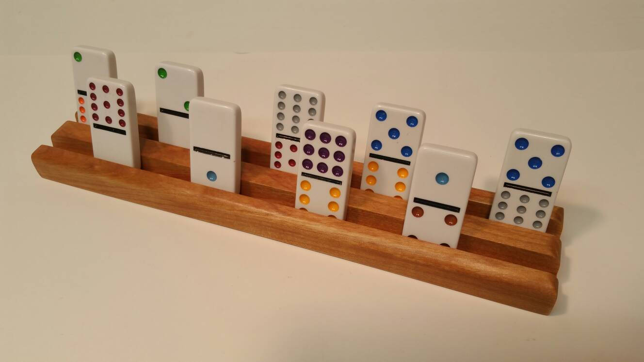 Set of 4 Birch Wood Standard Domino trays / holders / racks