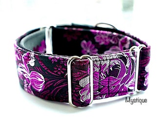 MYSTIQUE - Special occasions martingale collar, Fancy sighthound collar, Greyhound collar