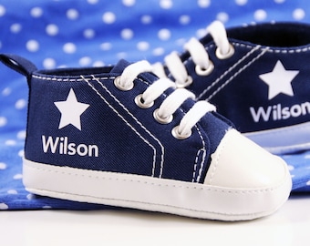 Blue Star High Tops, Personalized Baby Shoes, Personalized Shoes, Baby Shoes, Infant Shoes, Soft sole, Baby Gifts, Personalized Baby Gift