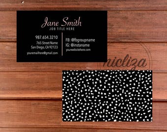 Custom Business Card, Lipsense Business Card, Lularoe Business Card, Black Business Card, Modern Business Card, Polka Dot Business Card