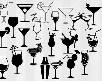 Cocktails SVG Bundle, cocktail svg, drink svg, margarita svg, martini svg, 21st birthday svg, svg files for silhouette, cricut cut files