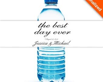 Printed Water Bottle Labels Personalized Wedding The Best Day Ever, Customized Wedding Water Bottle Labels, Water Bottle Labels for Wedding
