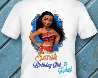 Moana Birthday Party T-shirt transfers DIY Printable - Birthday Girl T-shirt - Moana printable iron on - Personalized Custom