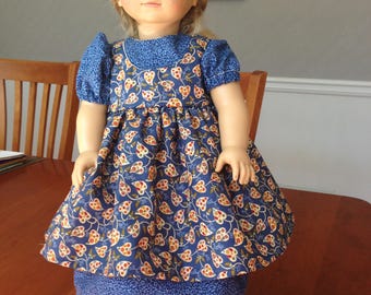 Fits 18" American Girl Doll Clothes / Kirsten / 1800s / 19th Century / Civil War / Pioneer / Little House on Prairie Dress & Pinafore Set