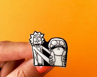 Rick and Morty Pin - EDM Hat Pin - Music Festival Pin - Rave Pin - Oregon Eclipse - Shrink Plastic Pin Brooch - Rick and Morty Accessories