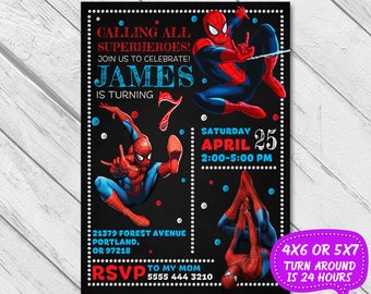 Spiderman Invitation, Spiderman birthday, Spiderman party, Spiderman birthday invitation, Spiderman invite, Spider man, Printable Spiderman