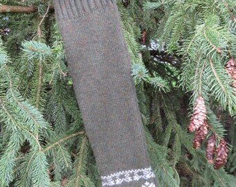 100% Felted wool Christmas stocking upcyced sweater green/cream