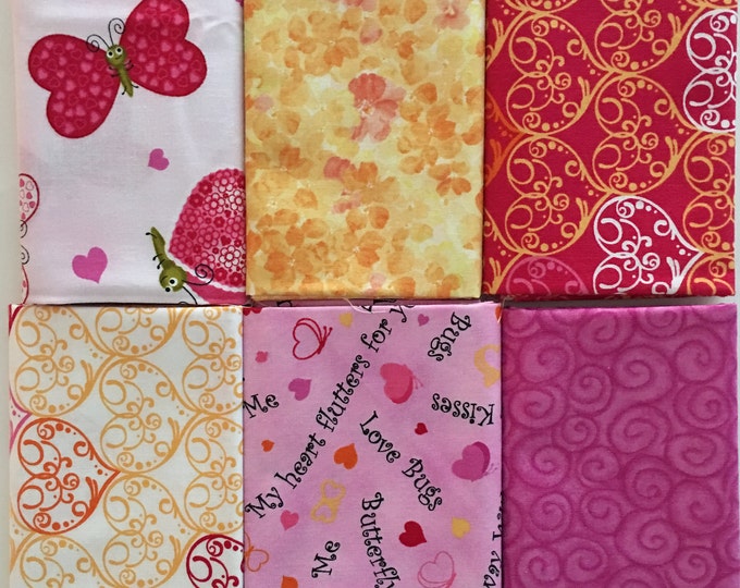 Hearts and Butterflies 6 Fat Quarter Bundle