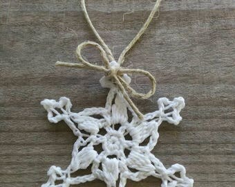 Peace - Crocheted Handmade Snowflake Christmas Tree Ornament