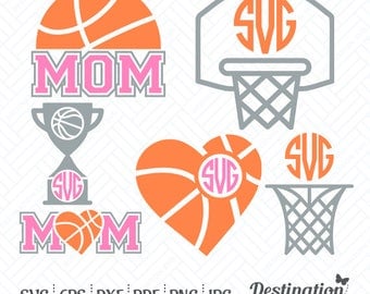 Basketball SVG Files, Basketball Monogram Frame, Cutting Files, Silhouette Files, Cricut Files, Layered Vector, dxf eps png jpg pdf, D/012