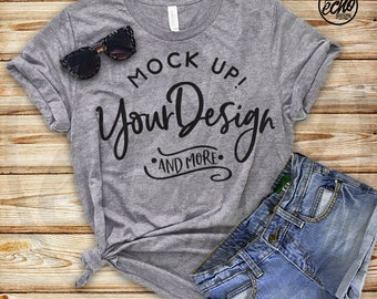 mockup t shirt outfit shirt  Gray  flat Etsy lay