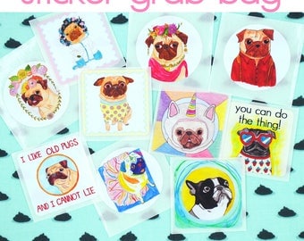 Pug Stickers, Cute Dog Stickers, Pug Lover Gift, Pug Stuff, Pug Stationary, Hipster Stickers, Cool Stickers, Dog Lover Gift, Dog Stationery