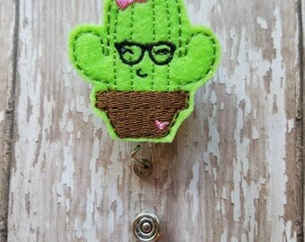 Cactus Badge Reel, Cactus ID Holder, Cactus Badge Holder, Felt Badge Reel, ID Holder, Retractable ID Reel, Nurse, Teachers, Office Workers