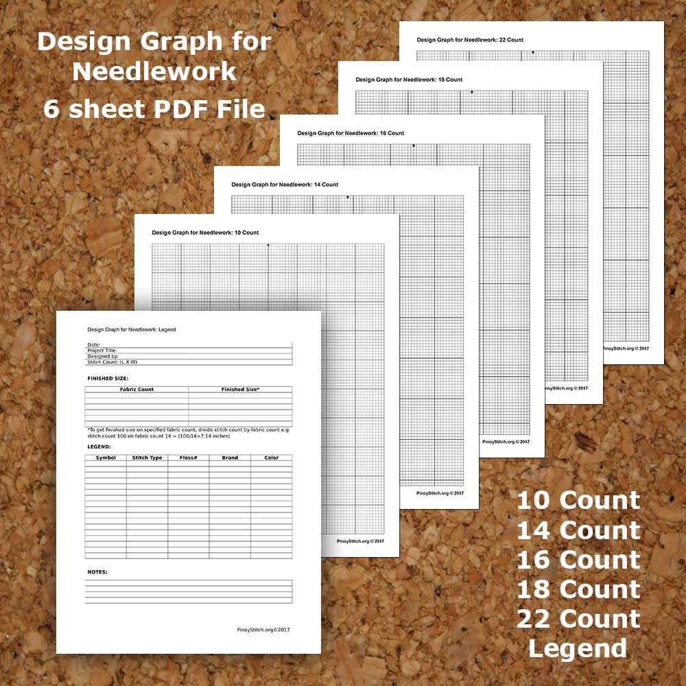 Cross Stitch Graph Paper Needlework Grid template PDF Instant
