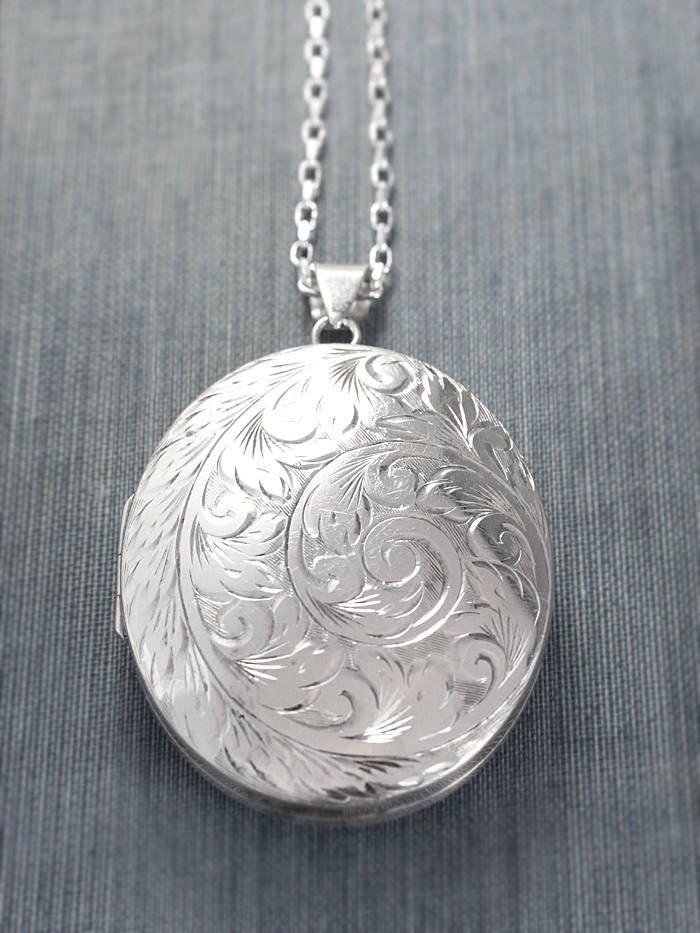 Extra Large Sterling Silver Locket Necklace, Vintage 1975 Deep Oval