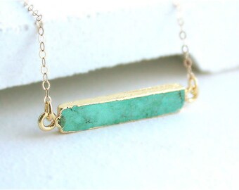 YG - TURQ SQUARE CUT CRYSTALS - NECKLACE