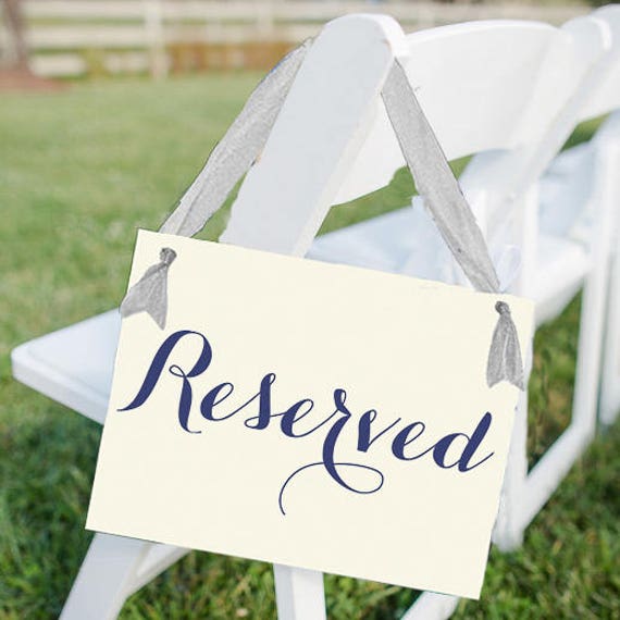 Set of 2 Reserved Signs Seat Banners Wedding Ceremony