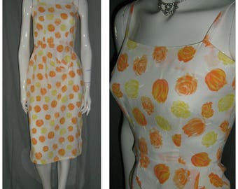 1950's ROSE Print Sundress Dress Wiggle Skirt 25 waist XS Viva Las Vegas Rockabilly Vlv