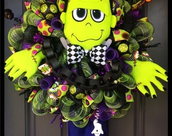 Frankenstein wreath, Halloween Wreath, Halloween witch wreath, Halloween witch door wreath, fall wreath, Halloween decor