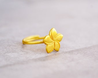 Hawaiian Plumeria Ring / Flower Ring / Frangipani Ring / Gifts for Women / Birthday Gift / Send off Gift /Mid-finger Ring/ Gift for her