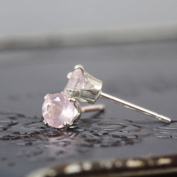 Rose Quartz Wedding Earrings - Dainty Wedding Earrings