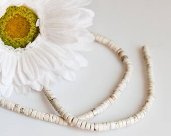 STORE CLOSING! ST138 - 5x2mm White Magnesite Rondelle Beads - 1 Strand
