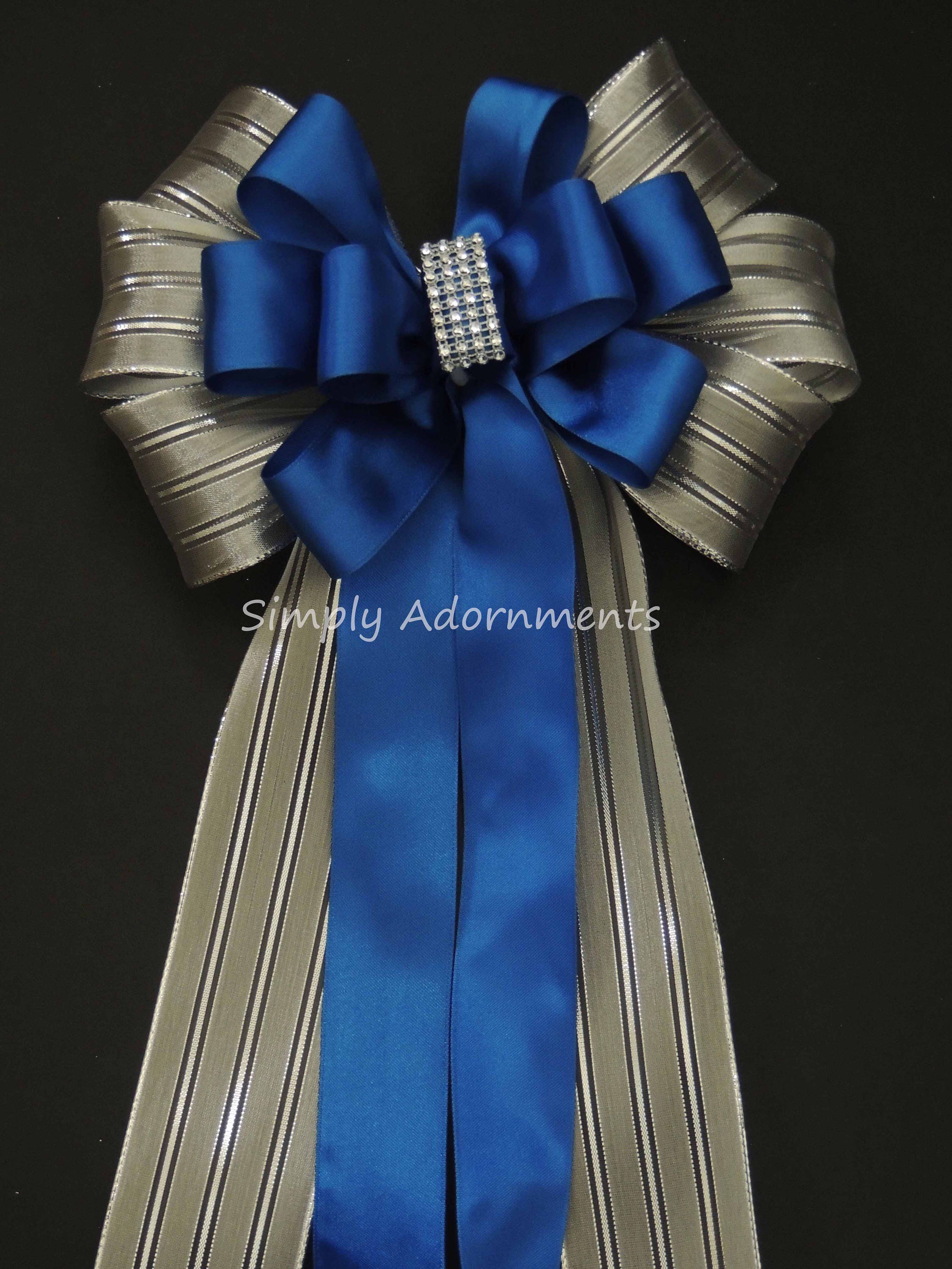 Blue Silver Christmas Decor Royal Wedding Pew Bow Cobalt Birthday Party Ceremony Chair Aisle Blue Silver Christmas Decor Royal Wedding Pew Bow Cobalt Birthday Party Ceremony Chair Aisle