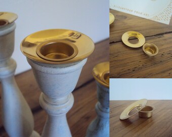 Gold Candle Holder Insert with Optional Drip Cup - Metal Candle Inserts for Taper Holders - Brass Candlestick Insert - 7/8" and 1/2" size