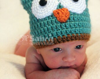 PATTERN Instant Download Owl Hat Newborn baby Shower Gift Crochet Beanie Photo Prop