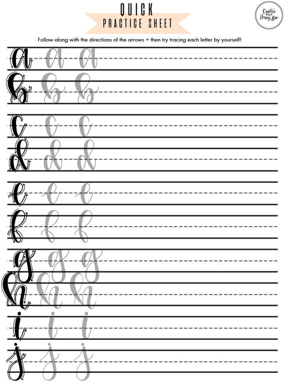 Lowercase AZ Quick Letter Drills Modern Calligraphy