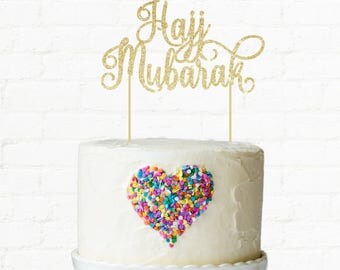 Hajj Mubarak Cake topper, Hajj decorations, Hajj Party, Glitter Cake Topper