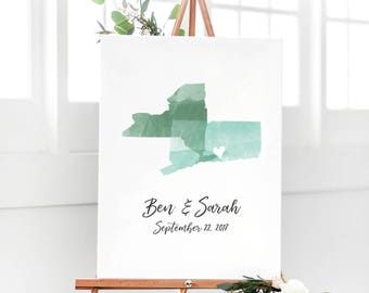 Wedding Guest Book Alternative Map with Watercolor States for Guest Sign In Board - The Statelove by Miss Design Berry
