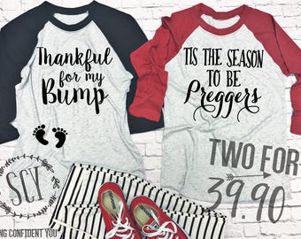 Bump's First™. Pregnancy Holiday Shirts. Pregnancy Announcement. Maternity Holiday Baseballshirt. XS-3XL. Halloween. Christmas. Thanksgiving