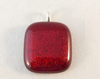 Red Dichroic Fused Glass Pendant, Fused Glass, Fused Glass Pendant, Glass Pendant, Dichroic Pendant, Dichroic, Red Pendant, Red