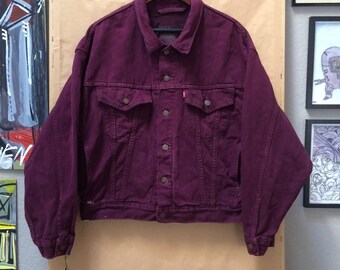 Vintage Levi's Denim Jacket Made in USA 1980's 1990's Jean Jacket Merlot