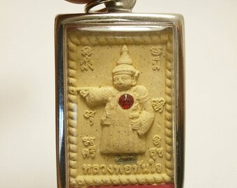 Bo Bo Gyi ( Dhep Tunjai ) with Lord Ganesha Ganesh Ganapati Vinayaka God of Success Cross over Obstacles & Great Success Beginning Amulet