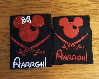 Custom Disney Family Matching Shirts Mickey Mouse Pirate Inspired with Glitter option Available/Pirate ARRAGH!/Disney Cruise Pirate Night