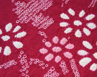 Shibori Flower/Maroon Kimono fabric / Japanese Silk Kimono fabric