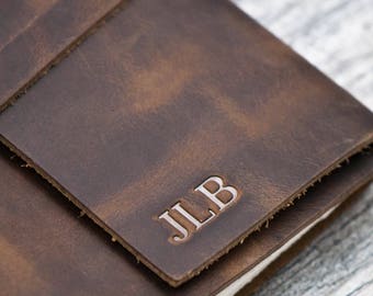 REFILLABLE Personalized Leather Journal Notebook or Sketchbook | Rustic Brown, Saddle Tan, Dark Brown