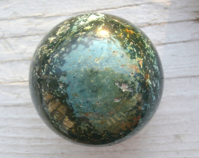 OCEAN JASPER Polished Sphere, Natural, metaphysical, chalcedony, orbicular, meditation, crystal healing, decor, display specimen, Madagascar