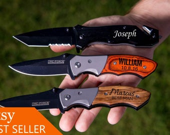 Groomsmen Gift, Pocket Knife, Hunting Knife, Gift for Men, Camping Knife, Groomsman Knife, Engraved Knives, Unique Best Stocking Stuffer