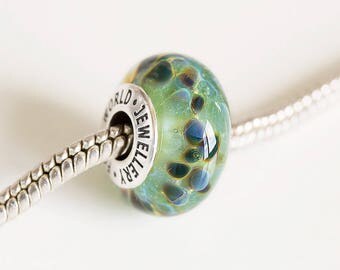 Artisan Lampwork glass bead. Silver cored bead. Large hole bead, Fits Pandora, European Charm. Heady glass bead. European bracelet beads