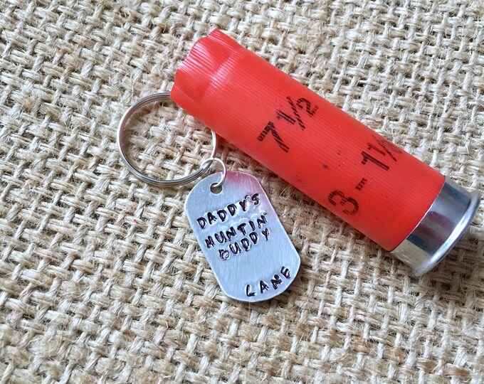 Custom Daddy Keyring, Daddy's Hunting Buddy, Hunting Keychain, Father's Day Keychain, Custom Hunting Gift, 12 Gauge Keychain, Personalized