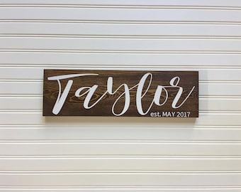 Name Wood Sign, Last Name Wood Sign, Family Name Wood Sign, Custom Wedding Gift, Family Established Sign, Housewarming Gift, 5.5x18