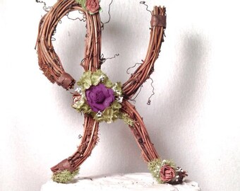 Letter K Twig Topper Cursive Grapevine Rustic Cake Letter K Twig Topper Cursive Grapevine Rustic Cake