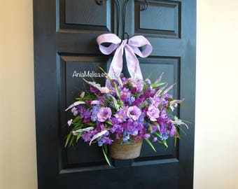 summer wreath, summer wreaths, door wreaths, peony peonies wreath front door decor pink white flowers & vases floral container