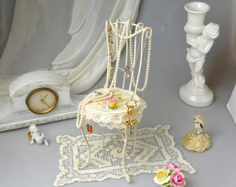 Shabby Chic Jewelry Display Doll Chair Metal Jewelry Holder French Cottage Chic Decor Shabby Rose Vanity Table Decor